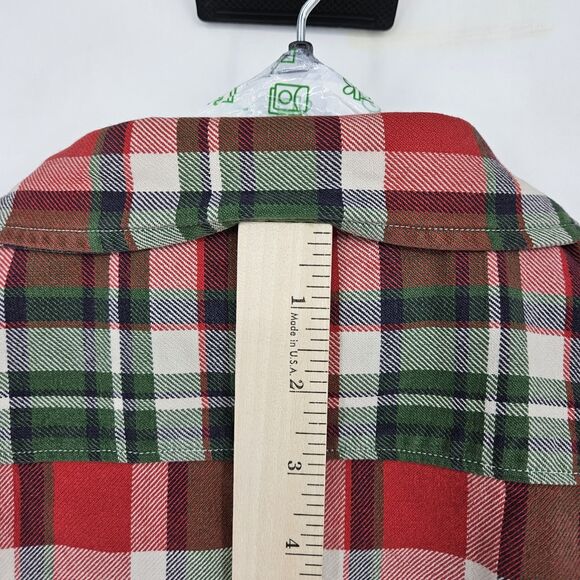 Vtg Abercrombie Flannel Shirt Mens XL Red Green Plaid Short Sleeve Casual - Picture 5 of 10